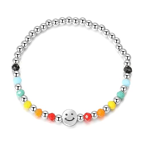 Tadipri Perlenanhänger Mit Smiley-Gesicht Schmuck Armband Damen Kugeln Unisex Von Der Braut Handmade Edelstein Perlen Stretch Armbänder von Tadipri