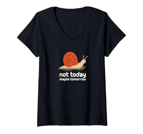 Damen Heute Nicht Vielleicht Morgen Lustiger Fauler Stil T-Shirt mit V-Ausschnitt Damen Heute Nicht Vielleicht Morgen Lustiger Fauler Stil T-Shirt mit V-Ausschnitt von Täglicher Humor für Langsamstarter Fans