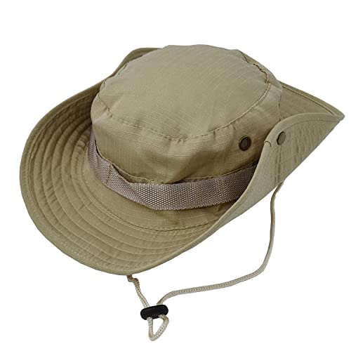 Taeku Buschhut, Herren Damen Mesh Bucket Boonie Hat Breite Krempe Sonnenhut mit Kinnband Fischermütze Outdoor Angelhut (Khaki) von Taeku