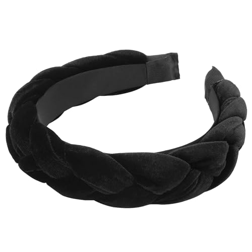 Taeku Damen Samt Haarreif, Breit Haarband Vintage Gepolsterte Haarreifen Haarschmuck Verdrehtes Geknotetes Stirnband für Frauen Mädchen (Schwarz) von Taeku
