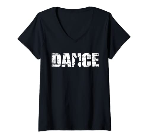 Damen Distressed Look Tanzen Dance Geschenk für Tänzer T-Shirt mit V-Ausschnitt von Tänzer Geschenkideen