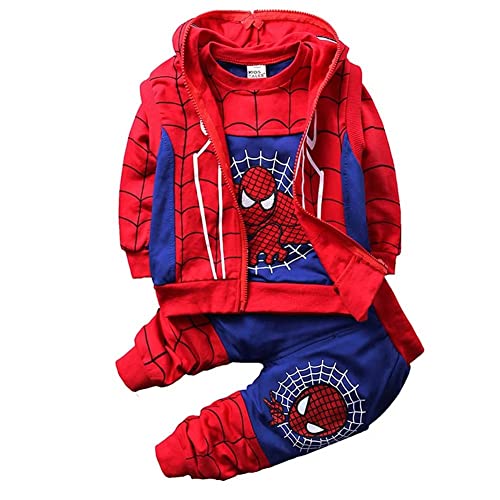 Taenzoess Kinder Bekleidungsset Spiderman Kostüm Jungen Sweatshirt Hose Kapuzenpullover Kinderanzug Baby Junge Kleidung Outfit von Taenzoess
