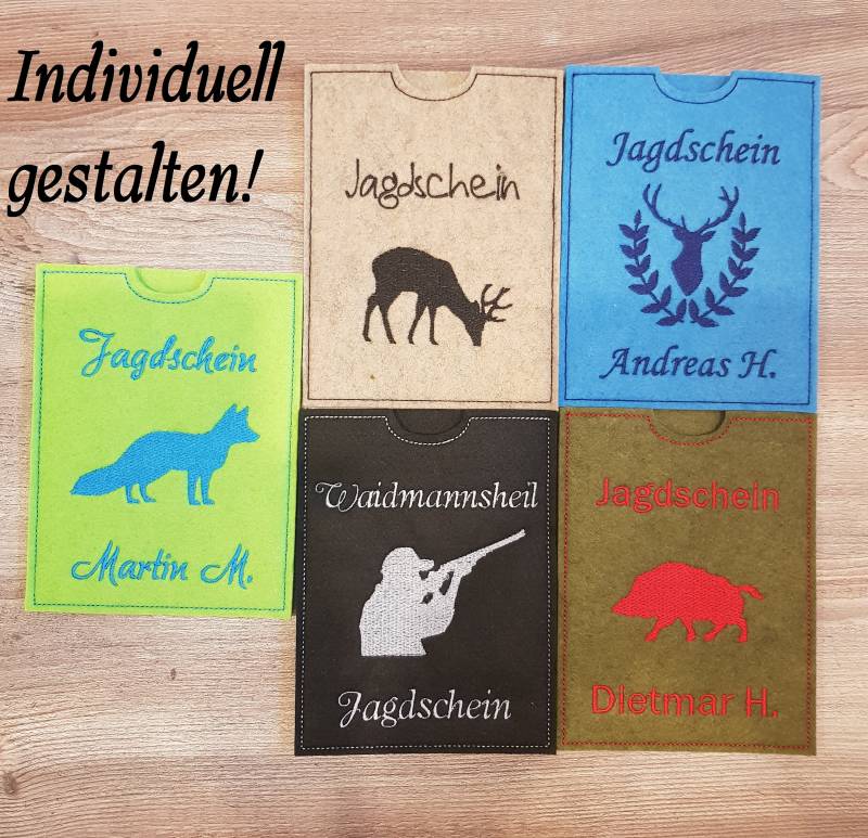 Hülle Für Jagdschein | Aus Filz Individuell Gestalten Hochwertige Bestickung Geschenk Jäger Waffenschein Waidmannsheil von TaeraFilz