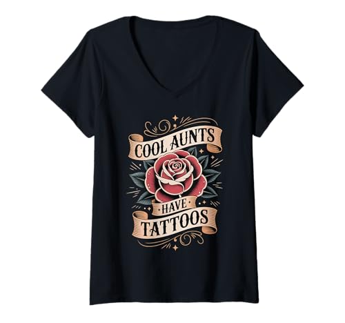 Damen Cool Aunts Have Tattoos T-Shirt mit V-Ausschnitt von Tätowierung Tätowierte Tante