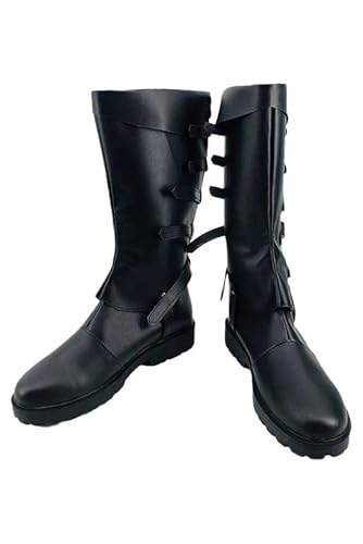 Taeyue Devil Lange Stiefel Cosplay Kostüm Schuhe Halloween Karneval Outfit Zubehör Herren Schwarz von Taeyue