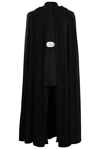 Taeyue Luke Skywalker Kostüm Schwarzes Herren Manda Luke Skywalker Cosplay Outfit Halloween Karneval Cape Top Hose Party Anzug, M von Taeyue