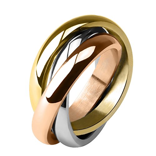 Taffstyle® Damen Verlobungsring Wickelring Designer Schmuck 3 in 1 Ring Edelstahl - Silber Gold Bronze - Größe 48 (15.3) von Taffstyle