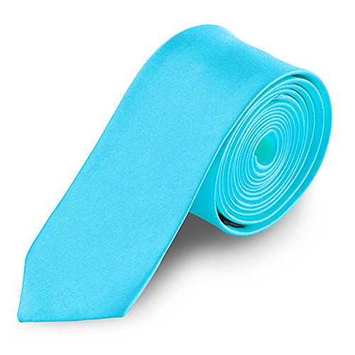 Taffstyle® Farbige schmale dünne Fashion Mode slim Krawatte Satin Business Trend Schlips Binder - Türkis von Taffstyle