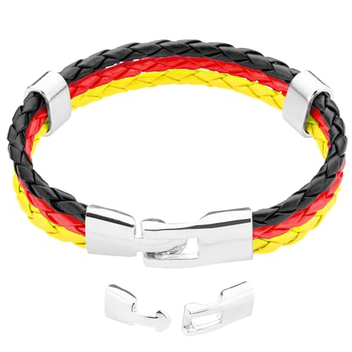 Taffstyle Armband Armreif geflochten Leder Fahne Motiv Fussball EM WM Fanartikel Land Flagge Ärmel Schmuck Damen oder Herren Deutschland 21cm von Taffstyle