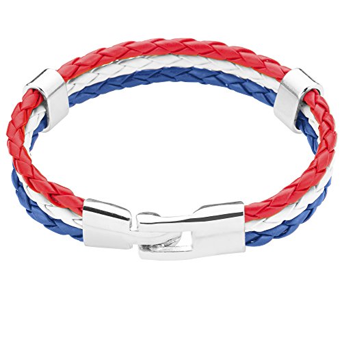 Taffstyle Armband Armreif geflochten Leder Fahne Motiv Fussball EM WM Fanartikel Land Flagge Ärmel Schmuck Damen oder Herren Kroatien 21cm von Taffstyle