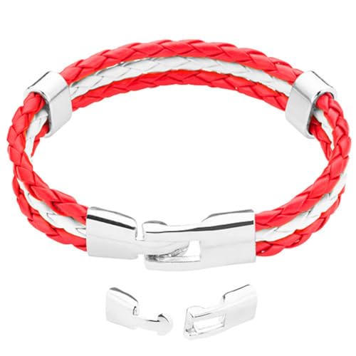 Taffstyle Armband Armreif geflochten Leder Fahne Motiv Fussball EM WM Fanartikel Land Flagge Ärmel Schmuck Damen oder Herren Österreich 19cm von Taffstyle