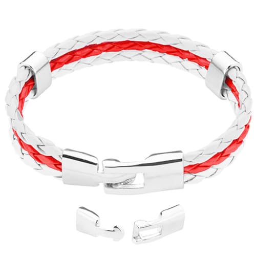 Taffstyle Armband Armreif geflochten Leder Fahne Motiv Fussball EM WM Fanartikel Land Flagge Ärmel Schmuck Damen oder Herren Schweiz 19cm von Taffstyle