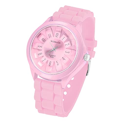 Taffstyle Armbanduhr Silikon Analog Quarz Uhr Farbige Sport Sportuhr Damen Elegant Farbige Damenuhr Bunte Frauenuhr Analoguhr Frauen Modern Rosa von Taffstyle