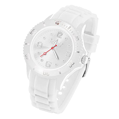 Taffstyle Armbanduhr Silikon Analog Quarz Uhr Farbige Sport Sportuhr Damen Herren Kinder Unisex 43mm Weiß von Taffstyle