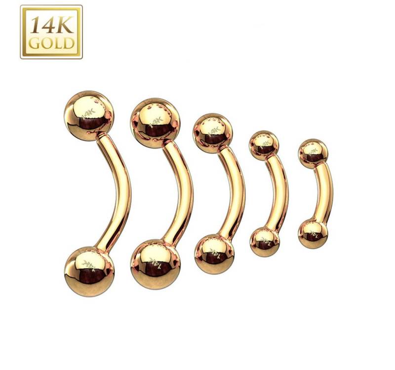 Taffstyle Augenbrauenpiercing Augenbrauen Piercing 14 Karat 585 Echtgold Gelbgold 1,2mm x 6mm x 3mm (Eyebrow Tragus Helix Lippe Ohr Nase Intim), Banane Bananabell Ohr Tragus Helix Piercing Banane Augenbrauen von Taffstyle