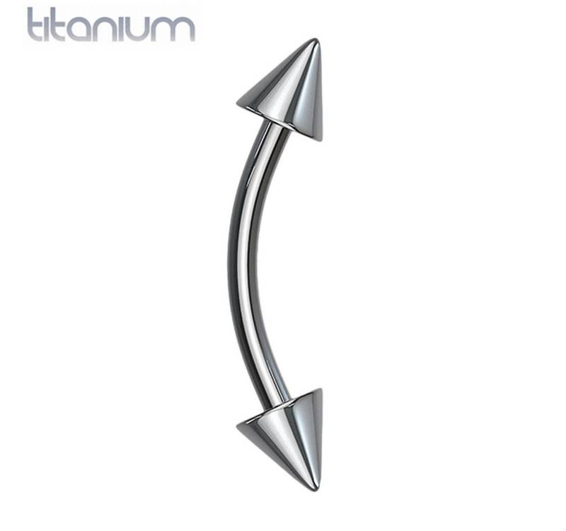 Taffstyle Augenbrauenpiercing Augenbrauenpiercing aus Titan mit Spitzen Silber 1,6mm x 10mm x 4mm (Piercing Banane Augenbrauen Eyebrow Tragus Helix Lippe Ohr Nase Intim), Außengewinde Implantatqualität von Taffstyle