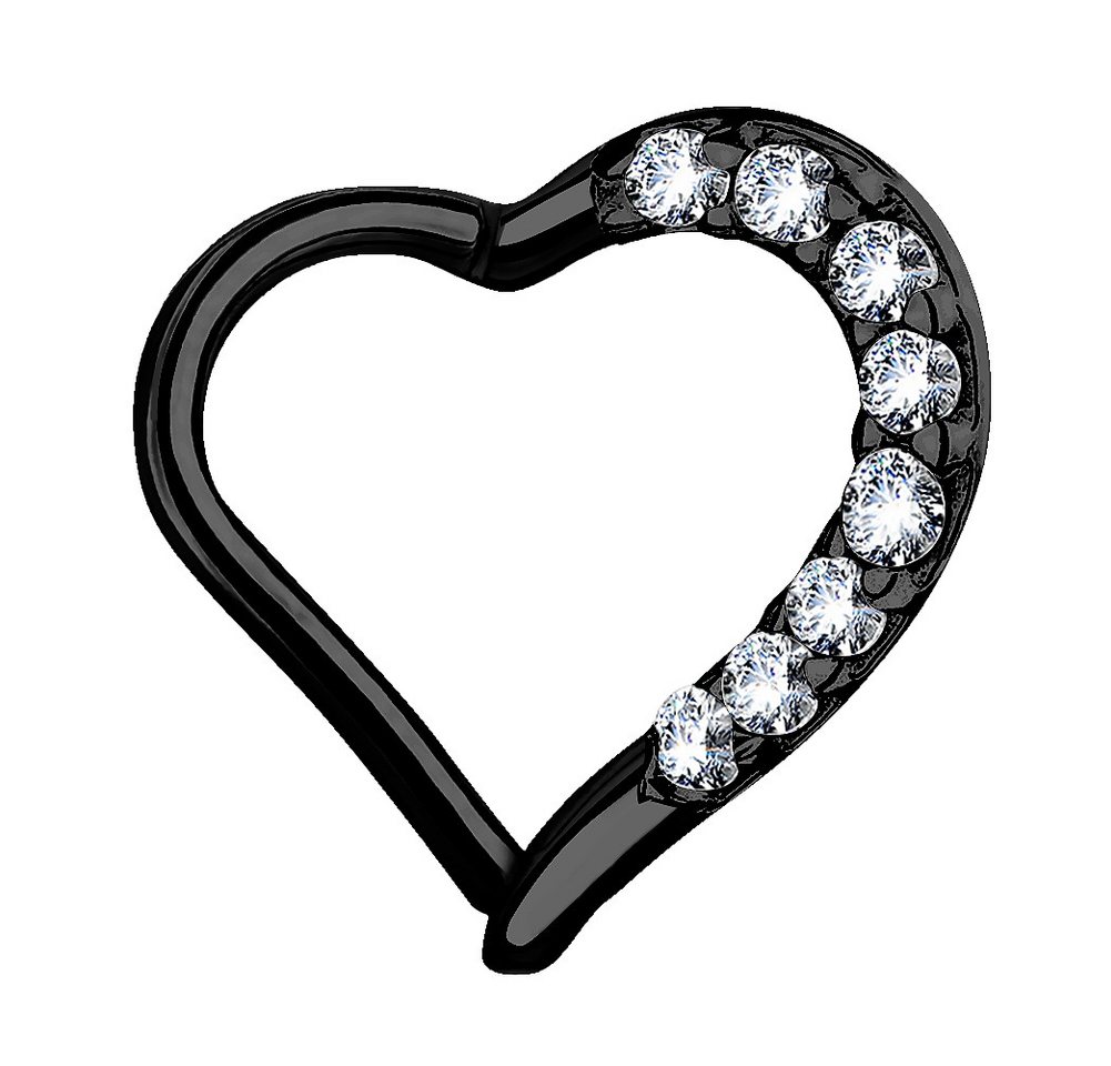 Taffstyle Augenbrauenpiercing Ohrpiercing Herz Helix Tragus Piercing Ring mit Kristalle Clicker (Herz-Piercing mit Kristallen und Scharnier – links oder rechts tragbar), Herz Kristall GLitzer Septum Tragus Nase Lippe Nasenpiercing Knorpel von Taffstyle