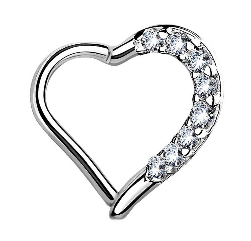 Taffstyle Augenbrauenpiercing Ohrpiercing Herz Helix Tragus Piercing Ring mit Kristalle Clicker (Herz-Piercing mit Kristallen und Scharnier – links oder rechts tragbar), Herz Kristall GLitzer Septum Tragus Nase Lippe Nasenpiercing Knorpel von Taffstyle