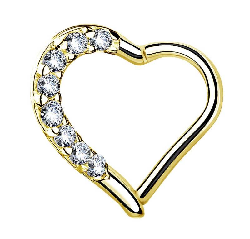 Taffstyle Augenbrauenpiercing Ohrpiercing Herz Helix Tragus Piercing Ring mit Kristalle Clicker (Herz-Piercing mit Kristallen und Scharnier – links oder rechts tragbar), Herz Kristall GLitzer Septum Tragus Nase Lippe Nasenpiercing Knorpel von Taffstyle