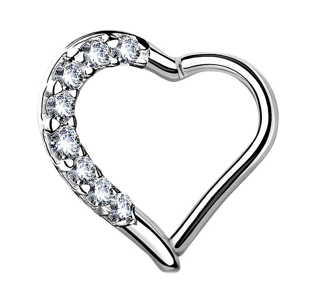 Taffstyle Augenbrauenpiercing Ohrpiercing Herz Helix Tragus Piercing Ring mit Kristalle Clicker (Herz-Piercing mit Kristallen und Scharnier – links oder rechts tragbar), Herz Kristall GLitzer Septum Tragus Nase Lippe Nasenpiercing Knorpel von Taffstyle