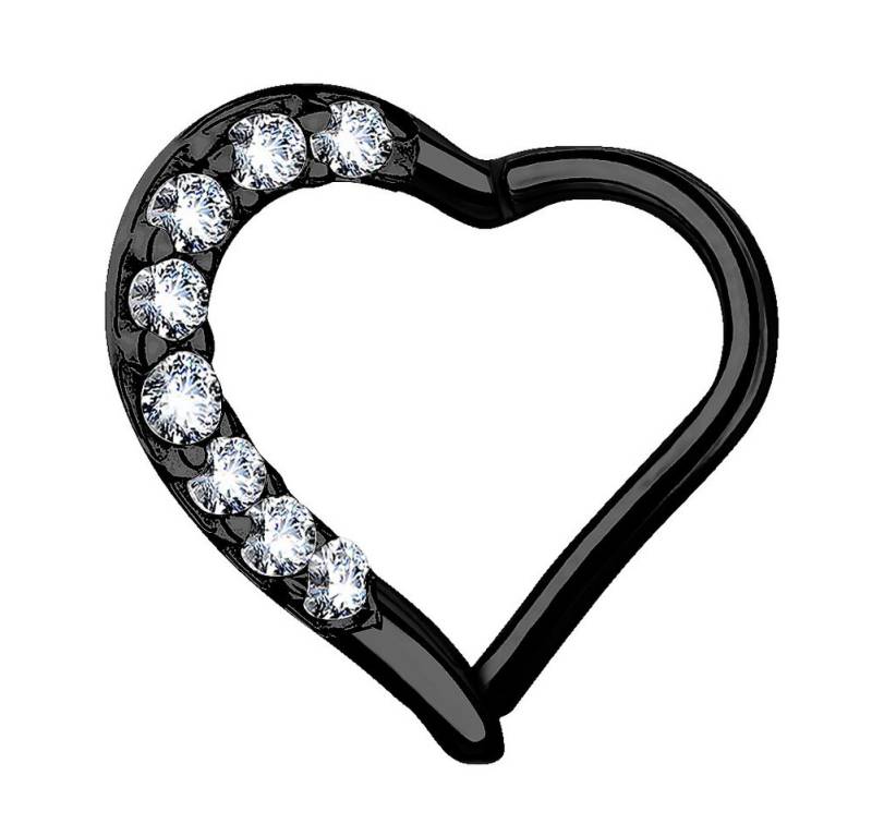 Taffstyle Augenbrauenpiercing Ohrpiercing Herz Helix Tragus Piercing Ring mit Kristalle Clicker (Herz-Piercing mit Kristallen und Scharnier – links oder rechts tragbar), Herz Kristall GLitzer Septum Tragus Nase Lippe Nasenpiercing Knorpel von Taffstyle