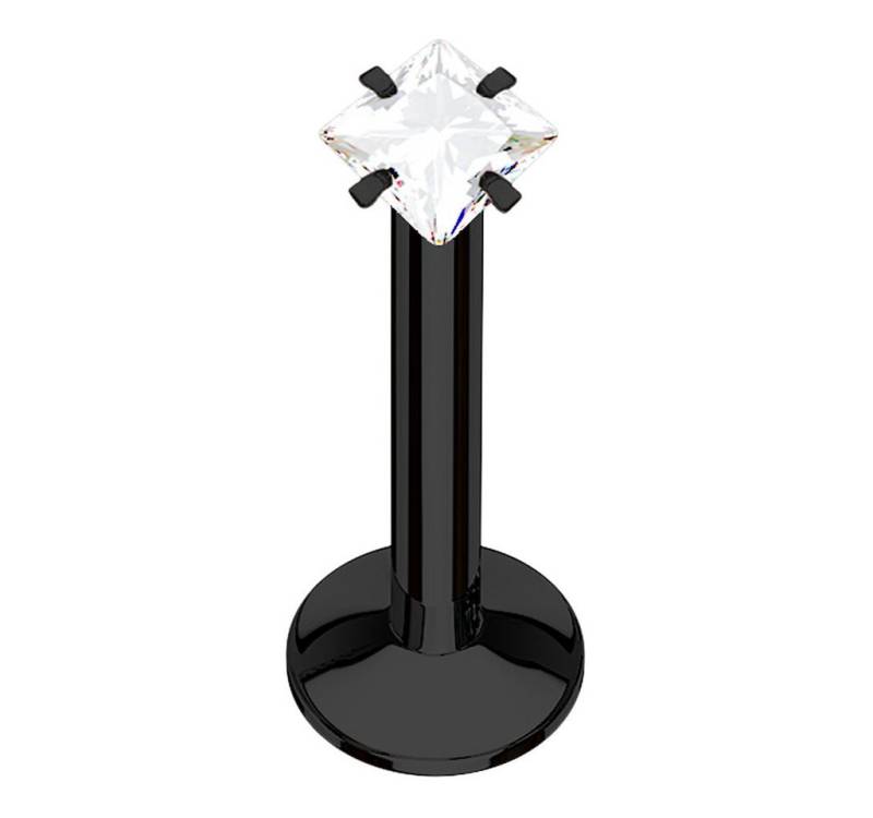 Taffstyle Piercing-Set Lippenpiercing Monroe Stud Stecker Kristall Quadrat Kopf Schwarz 6mm (Ohrpiercing Cartilage Ohr Tragus Helix Lobe Knorpel Piercing), Lippenpiercing Labret Stecker Ohrpiercing Cartilage Ohr Tragus Helix von Taffstyle
