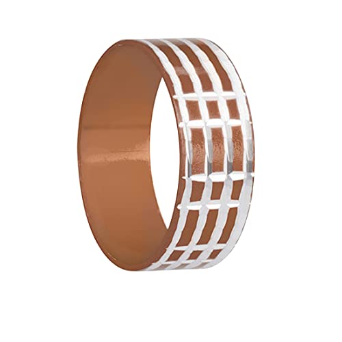 Taffstyle Band Ring Aluminium mit Tribal Cut Farbig Ehering Herrenring Damenring Partnerring Damen Herren Silber Braun Größe 53 (16.9) von Taffstyle