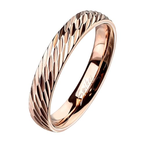 Taffstyle Band Ring Edelstahl Freundschaftsring Herrenring Damenring Partnerring Damen Herren Schmuck Verlobungsring Fingerring Rosegold Größe 55 (17.5) von Taffstyle