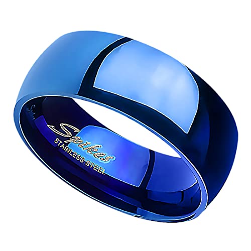 Taffstyle Band Ring Edelstahl Herrenring Damenring Partnerring Trauring Verlobungsring Damen Herren Blau Größe 63 (20.1) Breit 8mm von Taffstyle