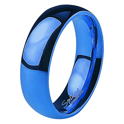 Taffstyle Band Ring Edelstahl Herrenring Damenring Partnerring Trauring Verlobungsring Damen Herren Blau Größe 68 (21.6) Breit 6mm von Taffstyle