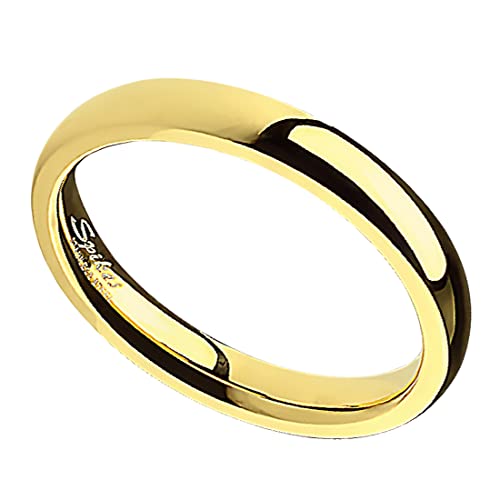 Taffstyle Band Ring Edelstahl Herrenring Damenring Partnerring Trauring Verlobungsring Damen Herren Gold Größe 52 (16.6) Breit 4mm von Taffstyle