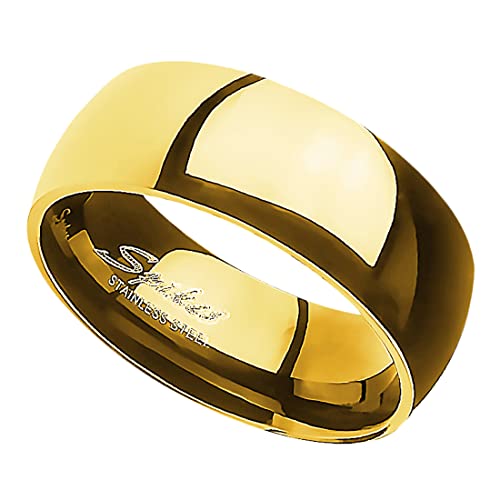 Taffstyle Band Ring Edelstahl Herrenring Damenring Partnerring Trauring Verlobungsring Damen Herren Gold Größe 70 (22.3) Breit 8mm von Taffstyle