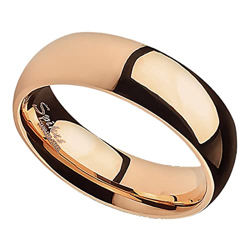 Taffstyle Band Ring Edelstahl Herrenring Damenring Partnerring Trauring Verlobungsring Damen Herren Rosegold Größe 58 (18.5) Breit 6mm von Taffstyle