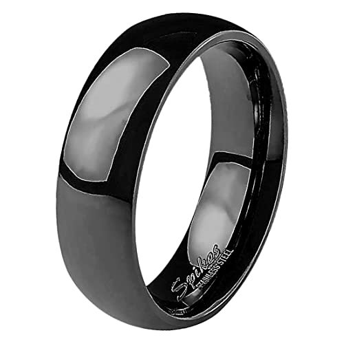 Taffstyle Band Ring Edelstahl Herrenring Damenring Partnerring Trauring Verlobungsring Damen Herren Schwarz Größe 49 (15.6) Breit 6mm von Taffstyle