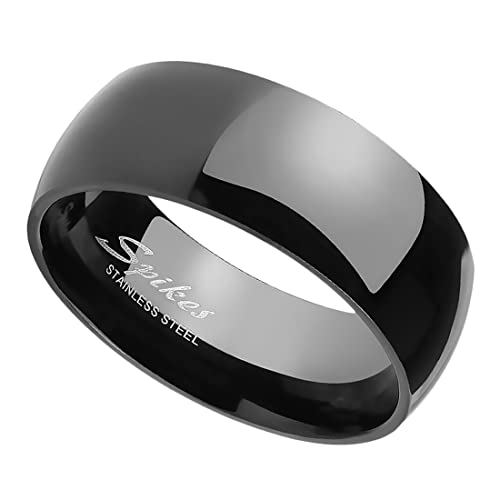 Taffstyle Band Ring Edelstahl Herrenring Damenring Partnerring Trauring Verlobungsring Damen Herren Schwarz Größe 60 (19.1) Breit 8mm von Taffstyle