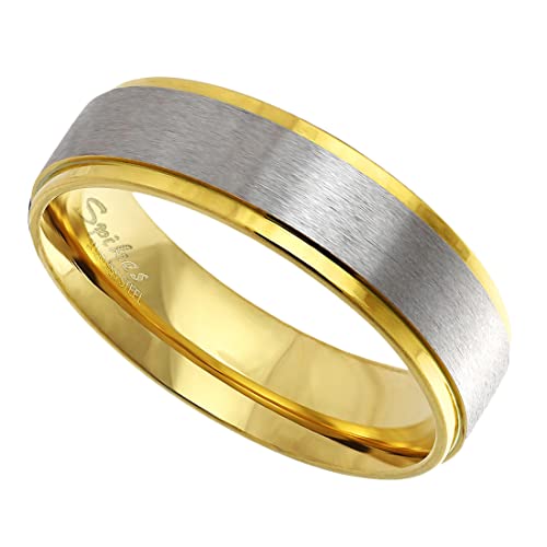 Taffstyle Band Ring Edelstahl gebürstet Herrenring Damenring Partnerring Verlobungsring Damen Herren Silber Gold Größe 62 (19.7) von Taffstyle