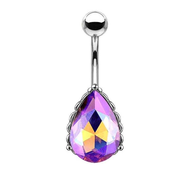 Taffstyle Bauchnabelpiercing Banane Piercing Vintage Zirkonia Kristall Tropfen Silber Lila, Bauchnabelpiercing Stecker Banane Bauchnabel Piercing Schmuck Stecker von Taffstyle