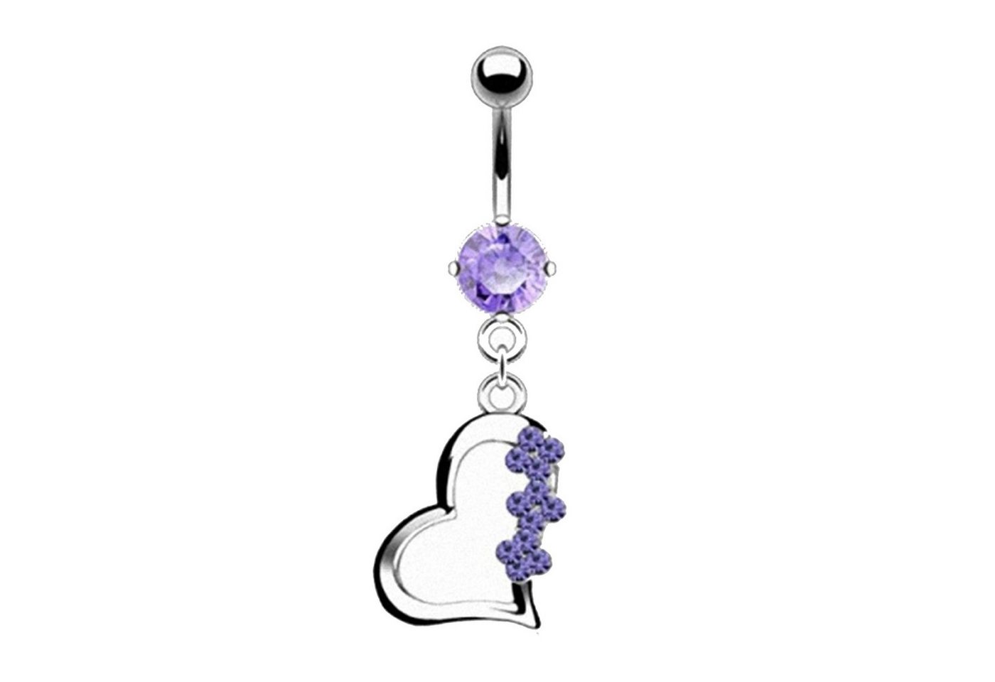 Taffstyle Bauchnabelpiercing Bauchnabel Piercing Titan Kristall Herz Blüten, Bauchnabelpiercing Titan mit Kristall Herz Blume von Taffstyle