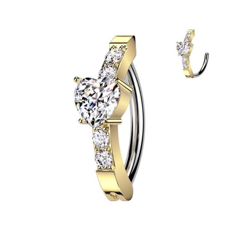 Taffstyle Bauchnabelpiercing Bauchnabelpiercing Clicker Bauchnabel Ring Kristall Herz Gold (Piercing Schmuck Stecker), Implantatqualität Bauchnabelpiercing Banane Bauchnabel von Taffstyle