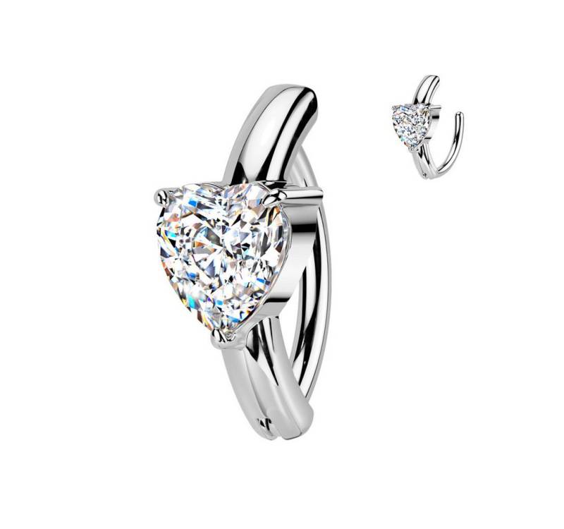 Taffstyle Bauchnabelpiercing Bauchnabelpiercing Clicker Scharnier Top Down Ring Kristall Herz (Edles Bauchpiering Klicker Piercing mit Kristallherz in Gold oder Silber), Aus hochwertigem Chirurgenstahl von Taffstyle