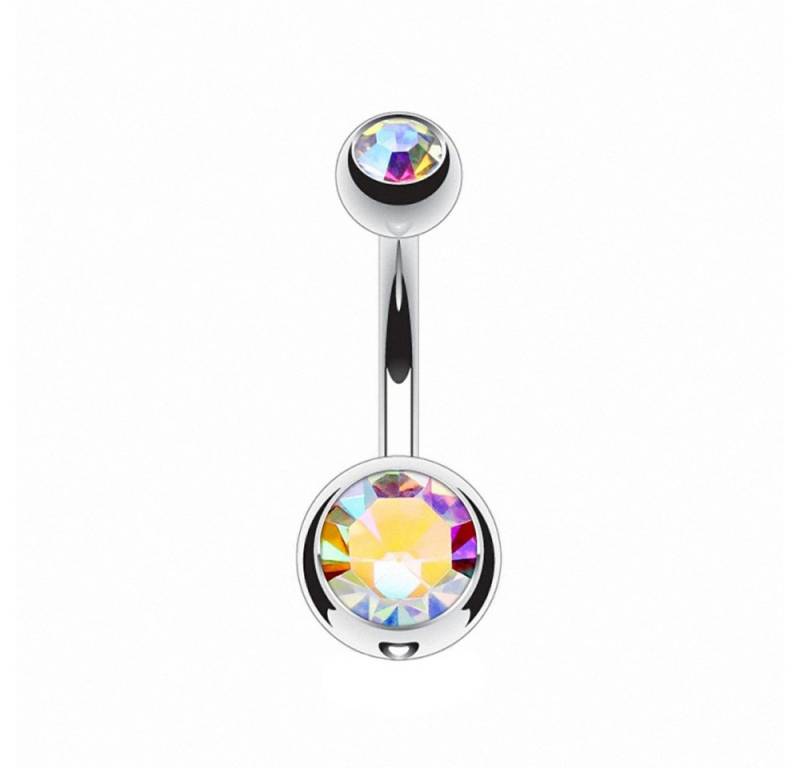 Taffstyle Bauchnabelpiercing mit Kristall Titan G23 Schmuck Banane Stecker Damen Bauchpiercing (Gebogenes Banabel aus Titan G23 Piercing mit Kristallsteinen in vielen Farben), Banane Stecker Silber Piercing Schmuck Stecker von Taffstyle