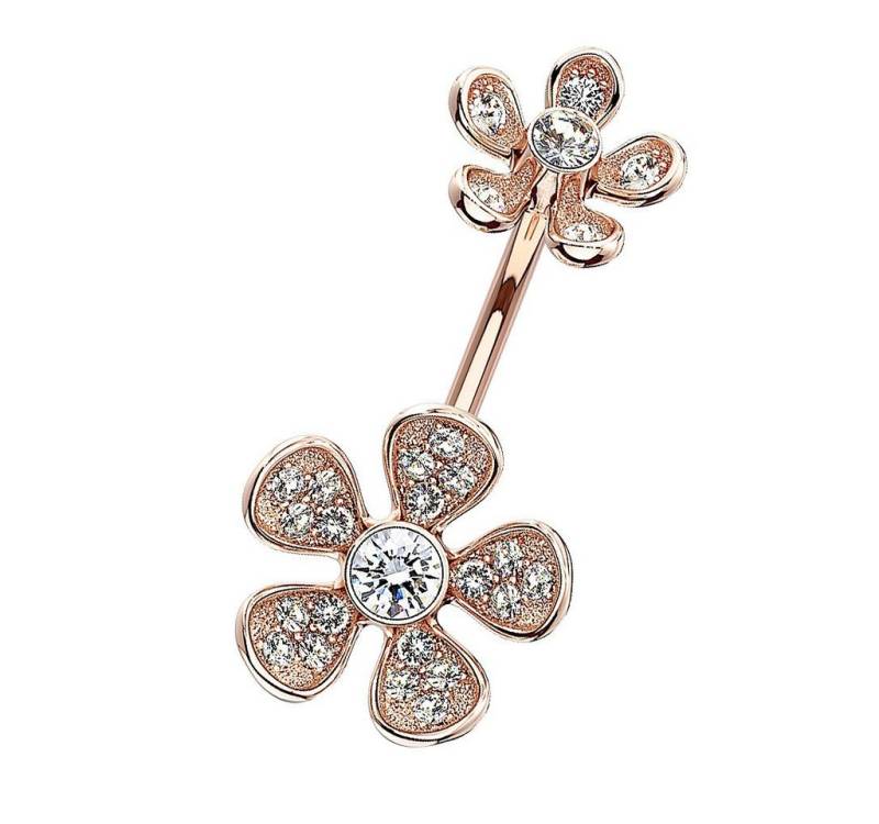 Taffstyle Bauchnabelpiercing Bauchnabelpiercing mit Kristall Blüten, Bauch Bauchnabel Piercing Banane Stecker Anhänger Blumen Vintage Lang von Taffstyle