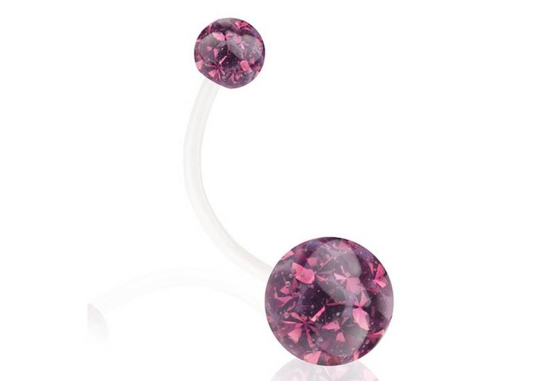 Taffstyle Bauchnabelpiercing Piercing Anhänger Kristall Schwangerschaft Zwei, Bauchnabelpiercing Bioflex Bauchnabel Flexibel Stecker Ferido Kugel von Taffstyle