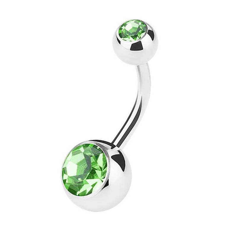 Taffstyle Bauchnabelpiercing Banane Piercing Bauchpiercing Stecker Gebogen Doppel Kristall, Piercing Banane Chirurgenstahl Stecker Gebogen Doppel Kristall Kugel von Taffstyle
