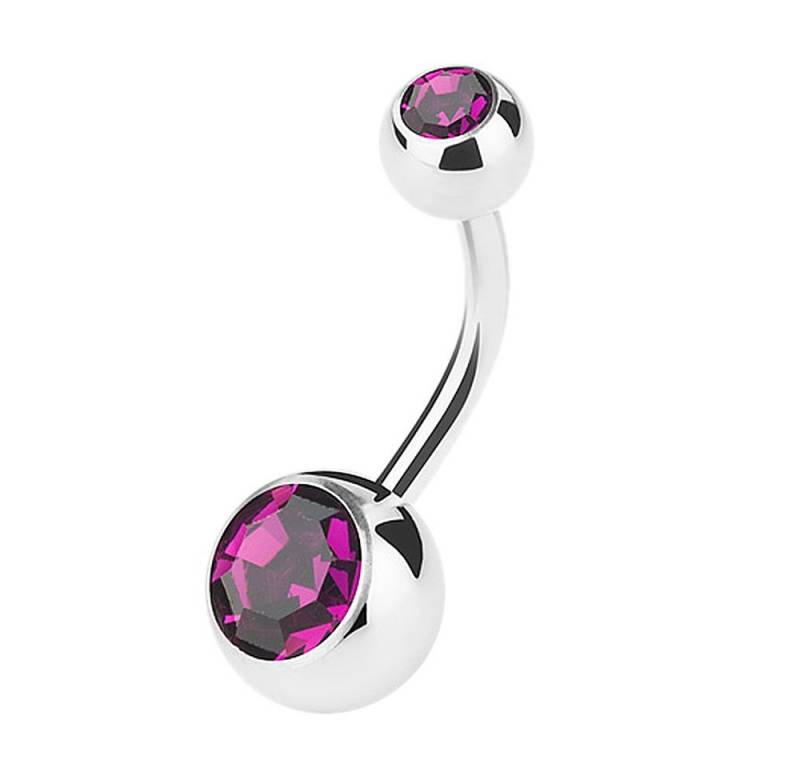 Taffstyle Bauchnabelpiercing Banane Piercing Bauchpiercing Stecker Gebogen Doppel Kristall, Piercing Banane Chirurgenstahl Stecker Gebogen Doppel Kristall Kugel von Taffstyle