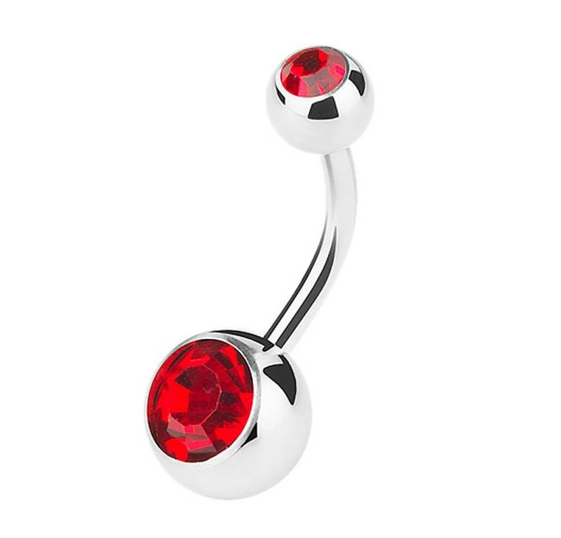 Taffstyle Bauchnabelpiercing Banane Piercing Bauchpiercing Stecker Gebogen Doppel Kristall, Piercing Banane Chirurgenstahl Stecker Gebogen Doppel Kristall Kugel von Taffstyle