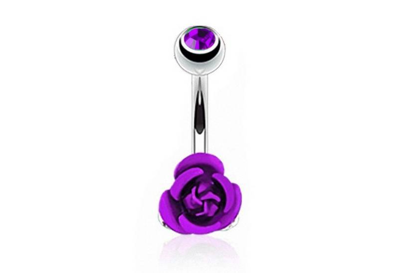 Taffstyle Bauchnabelpiercing Piercing Chirurgenstahl Kristall Augen, Bauchnabelpiercing Banane Stecker Anhänger Strass Stein Rose Blume von Taffstyle