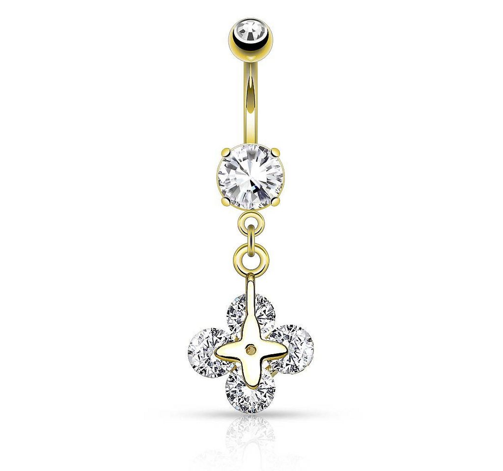 Taffstyle Bauchnabelpiercing Piercing Chirurgenstahl Kristall Kleeblatt, Bauchnabelpiercing Bauch Bauchnabel Banane Stecker Anhänger Ornament von Taffstyle