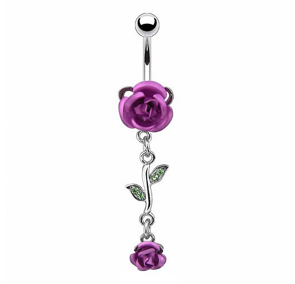 Taffstyle Bauchnabelpiercing Piercing Chirurgenstahl Kristall Rosen, Bauchnabelpiercing Bauch Bauchnabel Banane Stecker Anhänger Blüten von Taffstyle