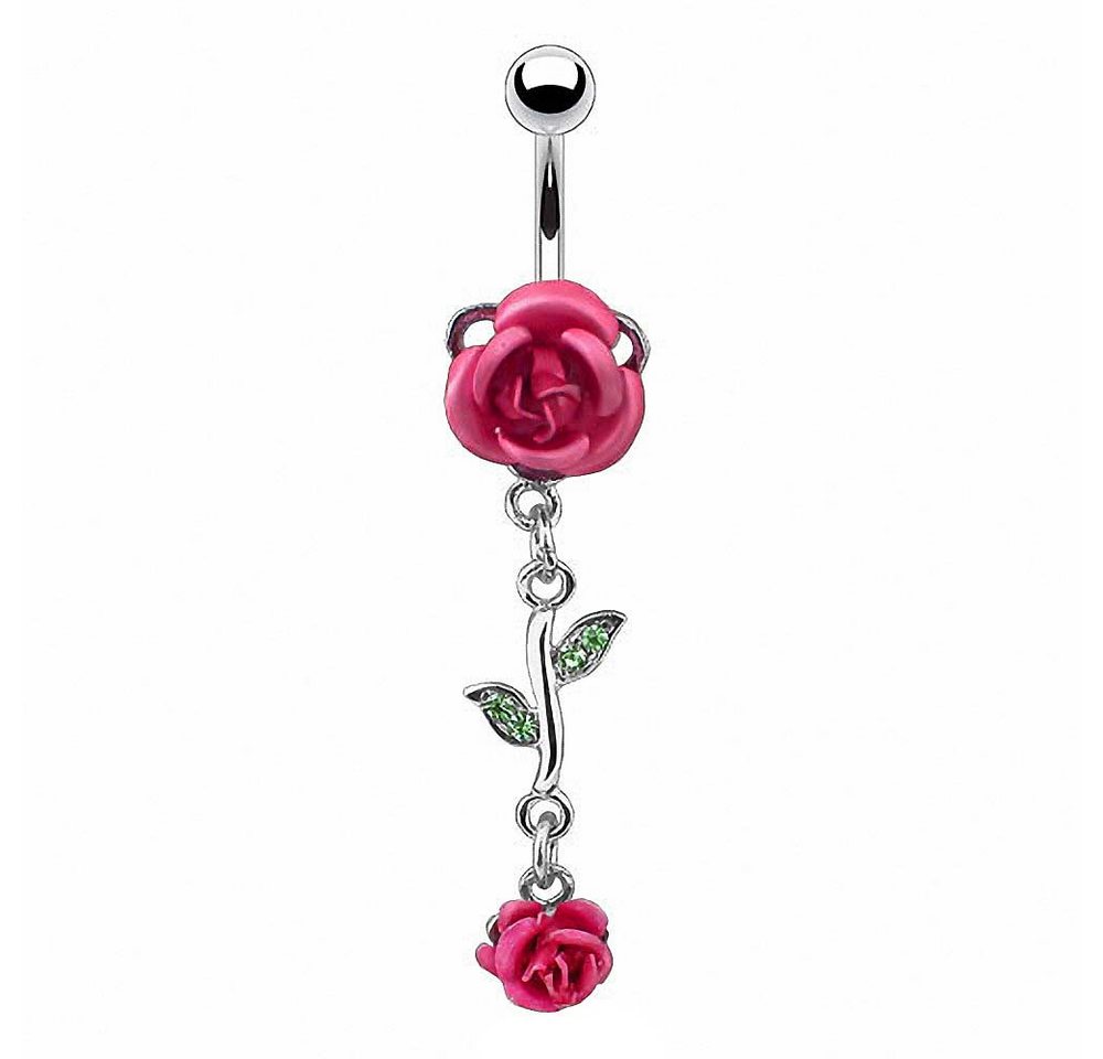 Taffstyle Bauchnabelpiercing Piercing Chirurgenstahl Kristall Rosen, Bauchnabelpiercing Bauch Bauchnabel Banane Stecker Anhänger Blüten von Taffstyle